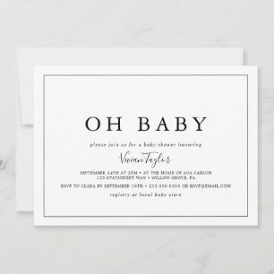 Minimalistisch horizontaal Oh Baby Baby shower Kaart