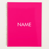 Minimalistisch hot pink custom jaar tekst monogram planner (Voorkant)