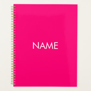 Minimalistisch hot pink custom jaar tekst monogram planner
