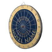 Minimalistisch Hotel Name Logo Navy Gold Dartbord (Voorkant Rechts)