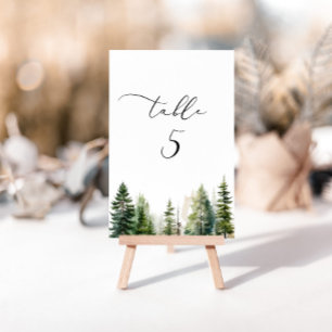 Minimalistisch houten pijnbomen tafelnummer