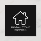 Minimalistisch huis Home Outline Eenvoudig Basic Vierkante Visitekaartje (Voorkant)