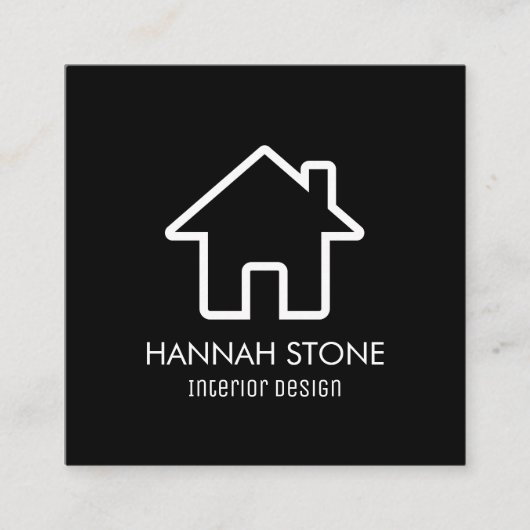 Minimalistisch huis Home Outline Eenvoudig Basic Vierkante Visitekaartje (Voorkant)