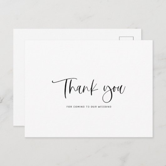 Minimalistisch huwelijk Dank u Briefkaart (Voorkant / Achterkant)