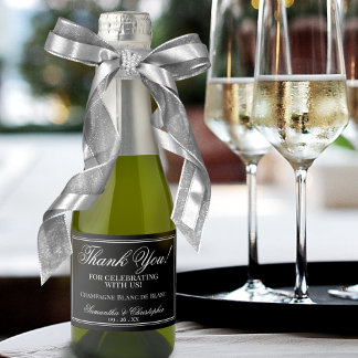 Minimalistisch huwelijk Hartelijk dank voor Black  Sparkling Wijnetiket