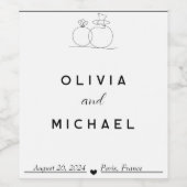 Minimalistisch huwelijk wijn etiket (Enkel label)