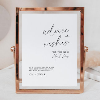 Minimalistisch huwelijksadvies en goede wensen tek poster