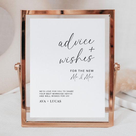 Minimalistisch huwelijksadvies en goede wensen tek poster