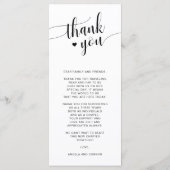 Minimalistisch huwelijksdiner en bedankkaart menu (Achterkant)