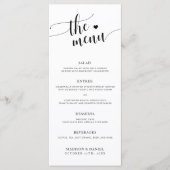 Minimalistisch huwelijksdiner en bedankkaart menu (Voorkant)