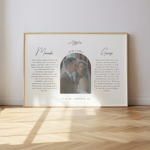 Minimalistisch Huwelijksgeloften Script met Fotobo Poster