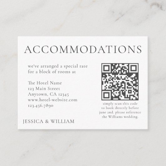 Minimalistisch huwelijkshotel — QR-code Informatiekaartje (Voorkant)