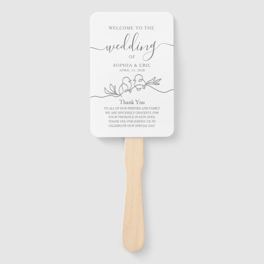 Minimalistisch Huwelijksprogramma Handwaaier (Voorkant)