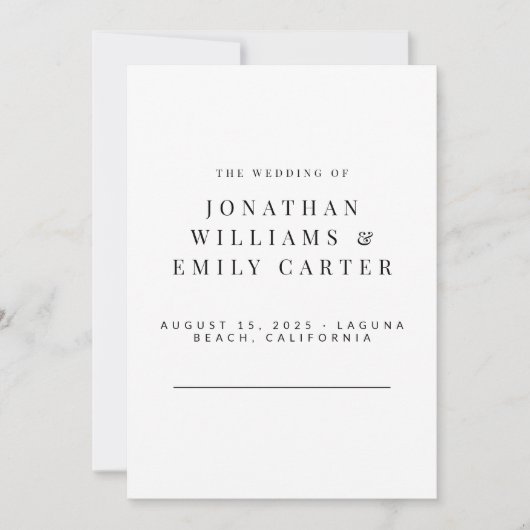 Minimalistisch huwelijksprogramma – modern 5x7 (Voorkant)