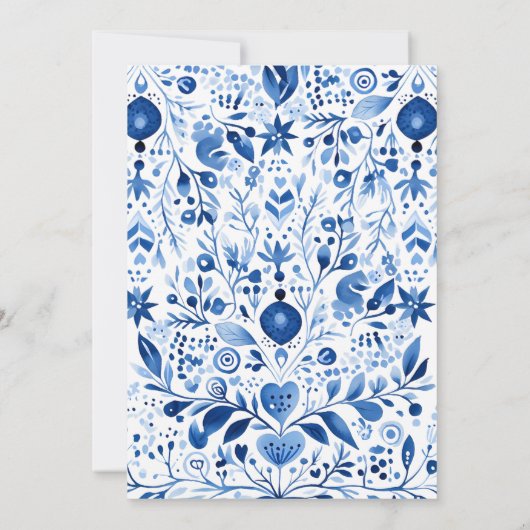 Minimalistisch Hygge Wit en Blauw Kerstfeest Kaart (Achterkant)