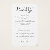 Minimalistisch in liefdevolle Geheugen Gebed Fotok Visitekaartje (Achterkant)