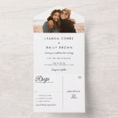 Minimalistisch inclusief fotohuwelijk all in one uitnodiging (Binnen)