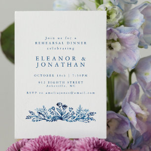 Minimalistisch indigo Blue Botanical Rehearsal Din Kaart