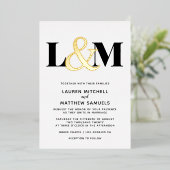 Minimalistisch Initiaal huwelijk Folie Uitnodiging (Staand Voorkant)