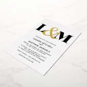 Minimalistisch Initiaal huwelijk Folie Uitnodiging (Gedraaid)