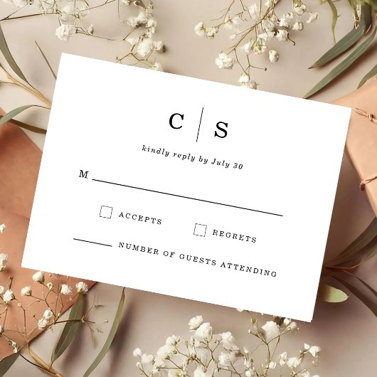 Minimalistisch Initiaal Monogram Trouw RSVP Save The Date