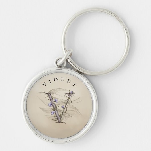 minimalistisch Initiaal 'V' Elegant Sleutelhanger (Voorkant)