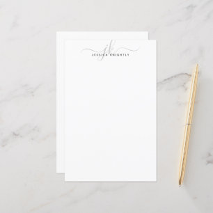 Minimalistisch Initiaal van Elegant Grey Script Mo