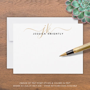 Minimalistisch Initialen voor modern Gold Script-m Notitiekaartje