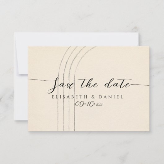 Minimalistisch ivoor save the date (Voorkant)