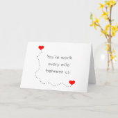 minimalistisch " je bent elke mijl waard " kaart (Gele Bloem)