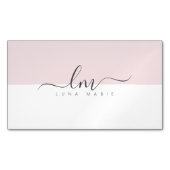Minimalistisch kalligrafen voor roze en witte kall magnetisch visitekaartje (Voorkant)