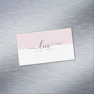 Minimalistisch kalligrafen voor roze en witte kall magnetisch visitekaartje