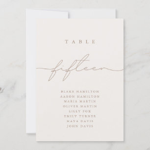 Minimalistisch kalligrafie Ivoor Tafelnummer