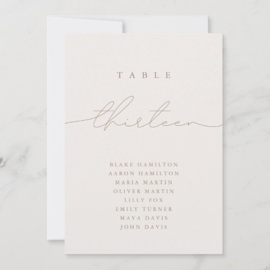 Minimalistisch kalligrafie Ivoor Tafelnummer (Achterkant)