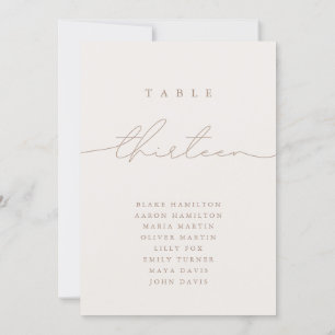 Minimalistisch kalligrafie Ivoor Tafelnummer