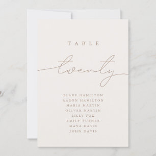 Minimalistisch kalligrafie Ivoor Tafelnummer