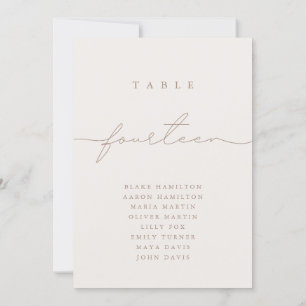 Minimalistisch kalligrafie Ivoor Tafelnummer