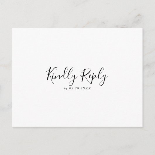 Minimalistisch kalligrafiemenu Keuze Antwoord Briefkaart (Voorkant)