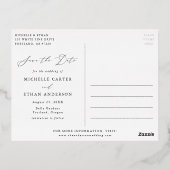 Minimalistisch kalligrafiescript sparen de Datum Folie Uitnodiging Briefkaart (Achterkant)