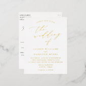 Minimalistisch kalligrafiescript Weddenschap Folie Uitnodiging Briefkaart (Voorkant / Achterkant)