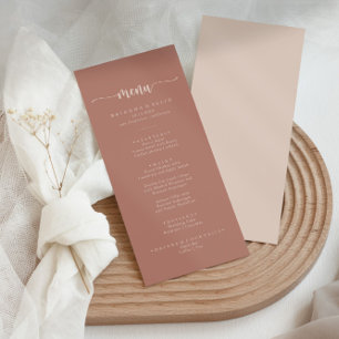 Minimalistisch kalligrafiesmenu Terracotta Menu