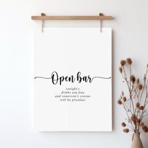 Minimalistisch kalligrafiesnop voor open borden poster