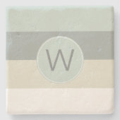 Minimalistisch kalmerend Stripes Patroon met Monog Stenen Onderzetter (Voorkant)