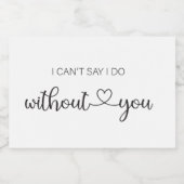 Minimalistisch kan ik niet zeggen zonder jou sparkling wijnetiket (Enkel label)