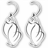 Minimalistisch kat tattoo. 2 witte gerande sticker (Voorkant)