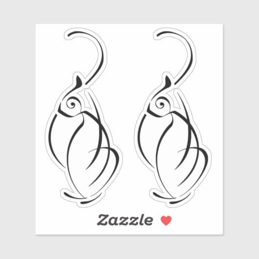 Minimalistisch kat tattoo. 2 witte gerande sticker (Vel)