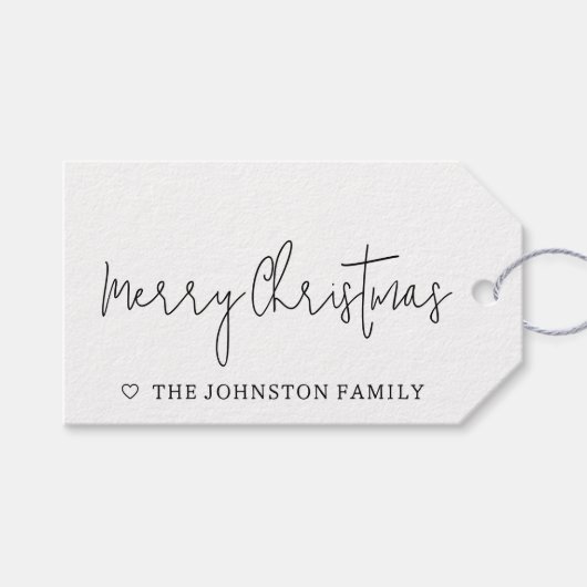 Minimalistisch kerst met kerst zwart wit cadeaulabel (Voorkant (Horizontaal))