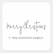 Minimalistisch kerst met kerst zwart wit vierkante sticker (Voorkant)