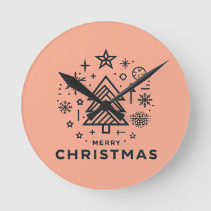 Minimalistisch kerstboom vrolijk kerstontwerp ronde klok