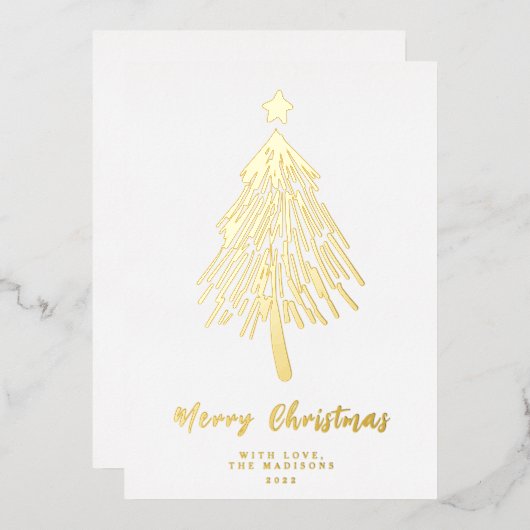 Minimalistisch kerstboomfeest Folie Kaart feestdag (Voorkant / Achterkant)